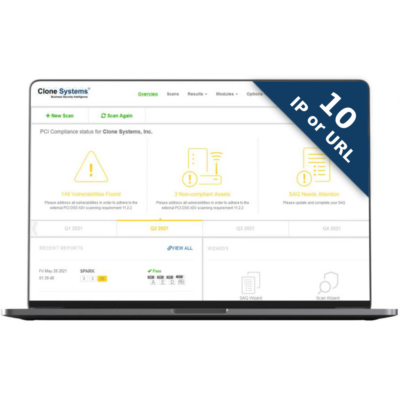 PCI Compliance Scan for up to 10 External IP addresses or domain names